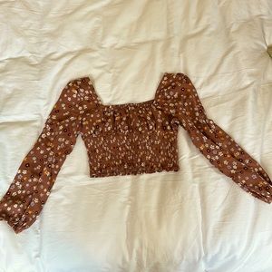 Brown Floral long sleeve top from Pacsun